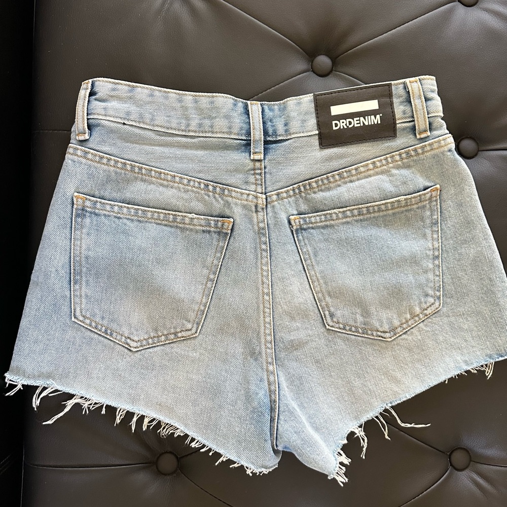 Dr. Denim Blue Jean Shorts with Raw Hem